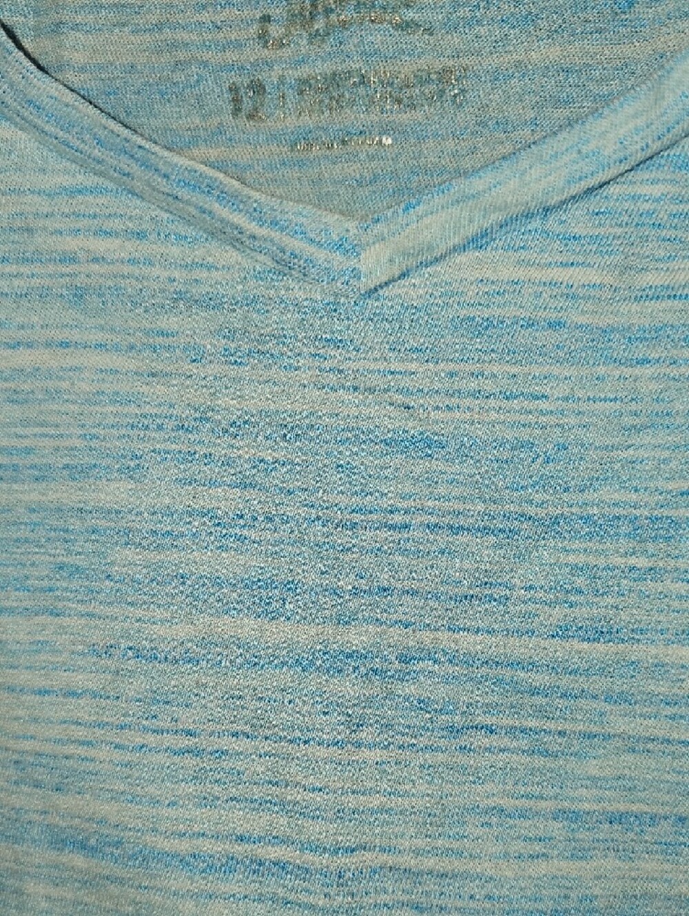 Justice Light Blue Heathered V-Neck Tee Size 12 - Picture 5 of 8